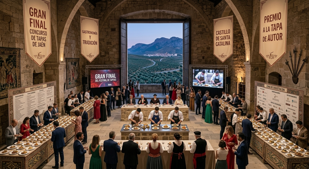 Presentacion de una tapa gourmet en el Concurso Nacional La mejor tapa de Jaen