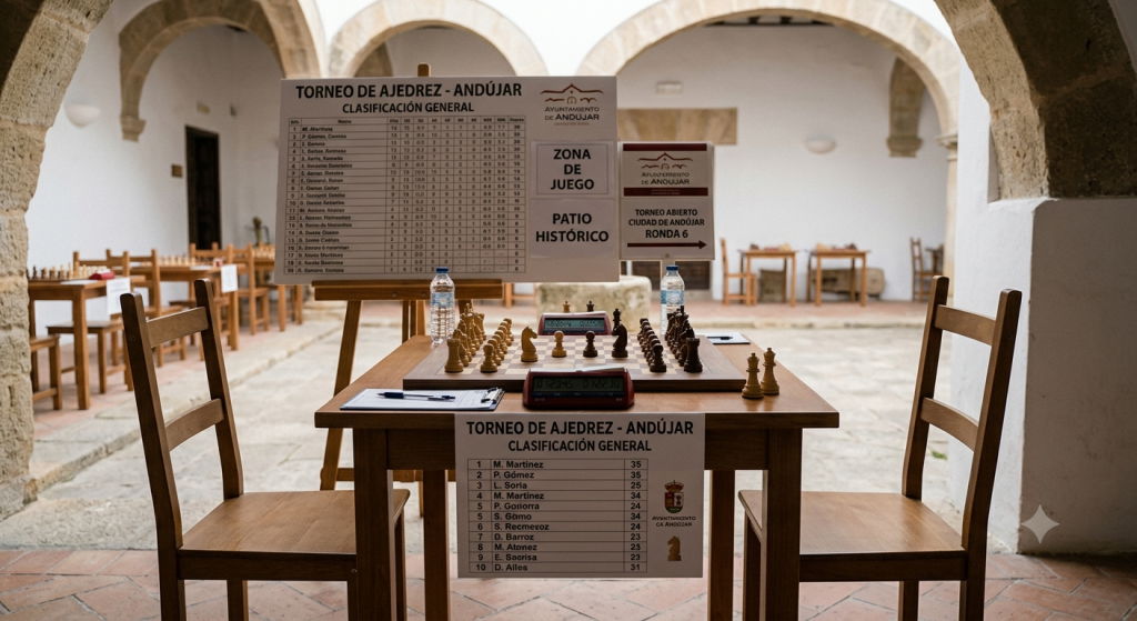 Partida oficial de ajedrez en el Torneo Open Internacional de Andujar Jaen