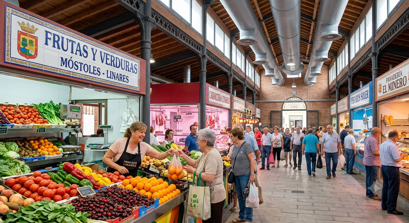 Interior del mercado de abastos de linares con el nuevo sistema de climatizacion