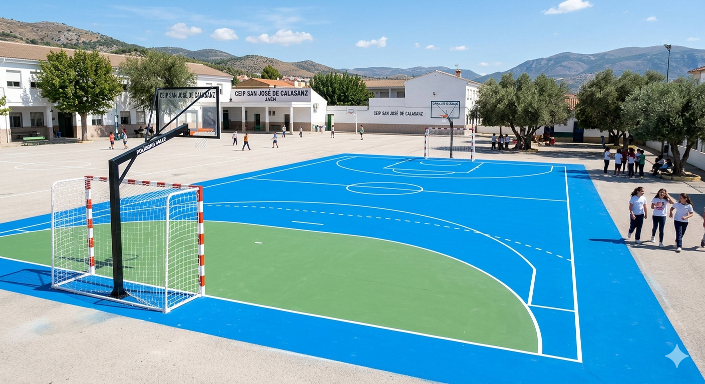 Nueva pista polideportiva del colegio CEIP San Jose de Calasanz en el Poligono del Valle Jaen