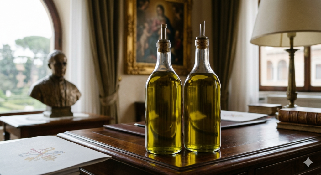 Aceite de oliva virgen extra de Sabiote servido durante una cena privada del Papa León XIV en Madrid.