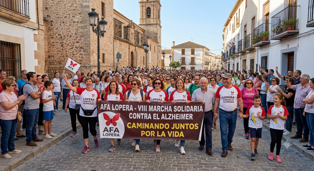 Lopera se vuelca en la lucha contra el Alzheimer con una multitudinaria caminata solidaria Marcha solidaria contra el alzheimer en lopera asociacion afa arjona