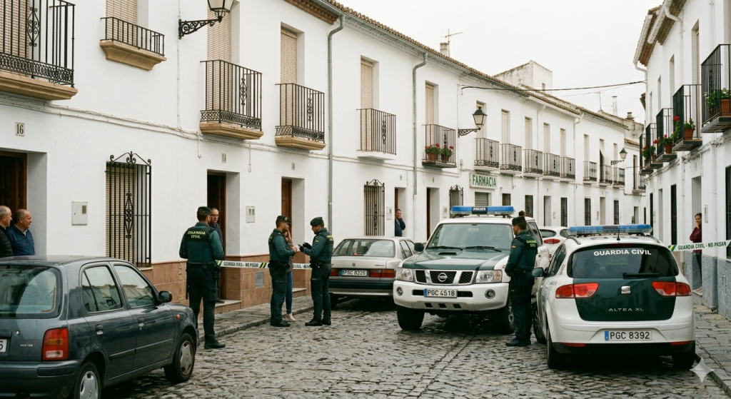 Agentes de la Guardia Civil durante una operación relacionada con la investigación de los hechos ocurridos en Huelma.