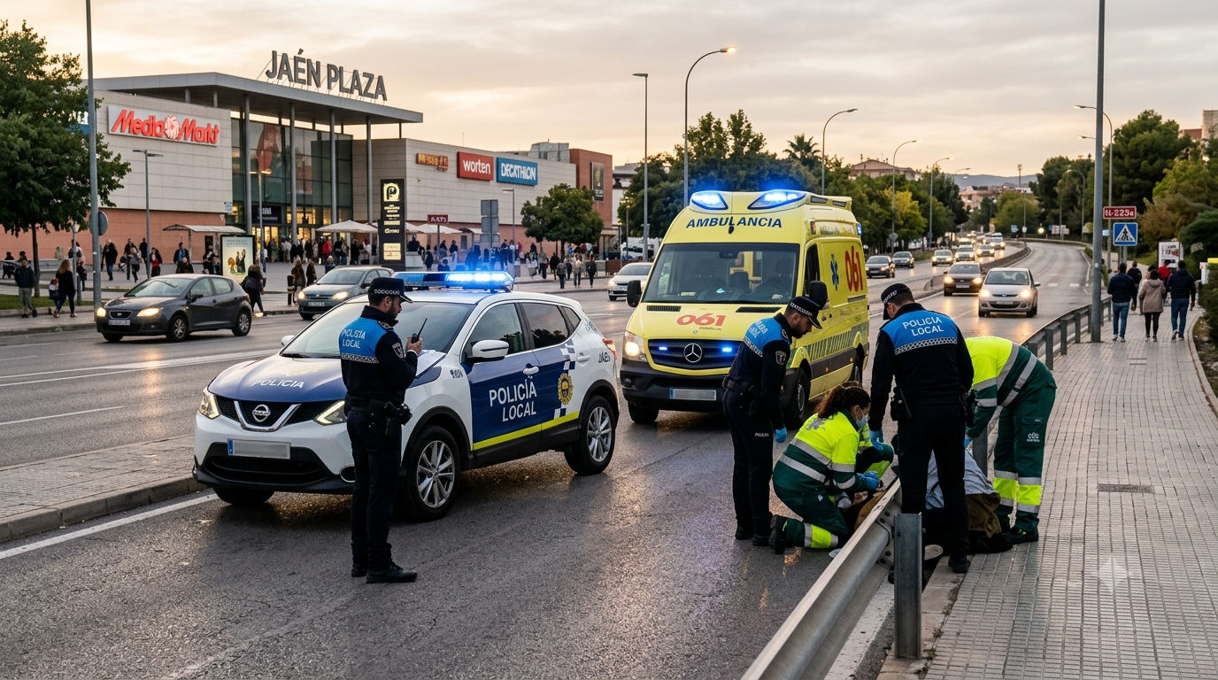 Una mujer de 34 años resulta herida tras ser atropellada en el entorno de Jaén Plaza Dispositivo de emergencia tras un atropello en el entorno de Jaén Plaza