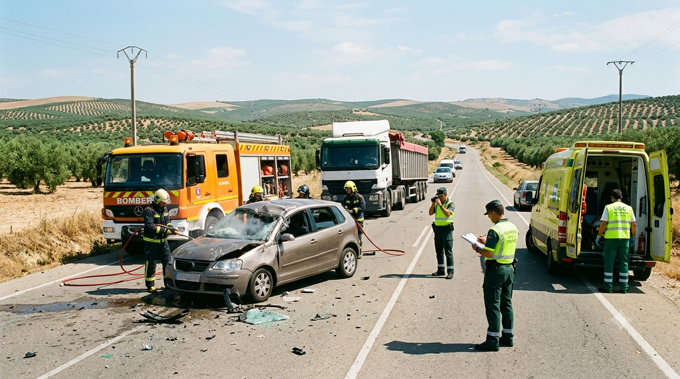 Servicios de emergencia intervienen tras un grave accidente en la A-312 en Linares