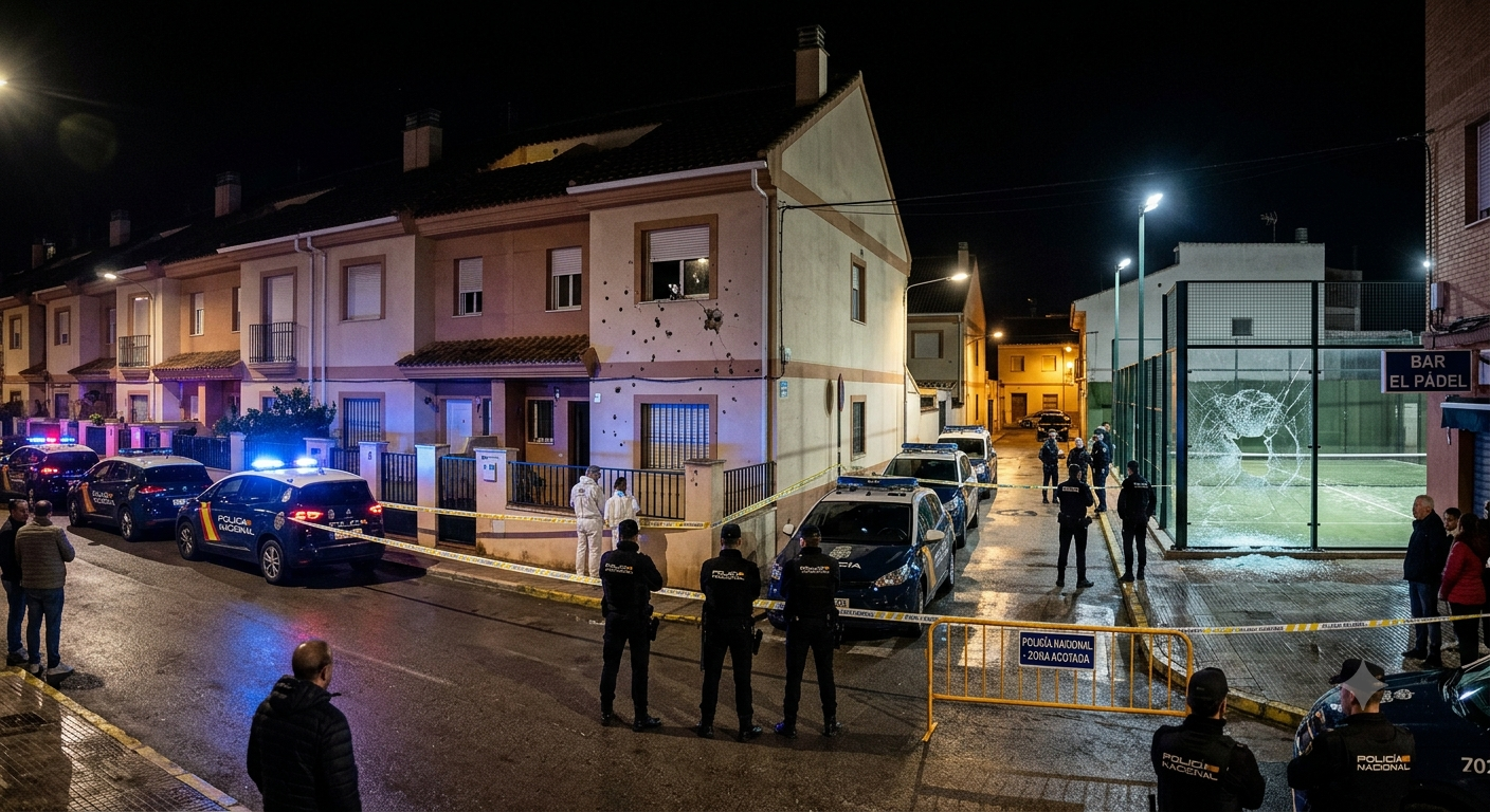 Un nuevo tiroteo en Linares deja impactos en una vivienda y en una pista de pádel Dispositivo policial tras el tiroteo registrado en Linares que afectó a una vivienda y a una pista de pádel.