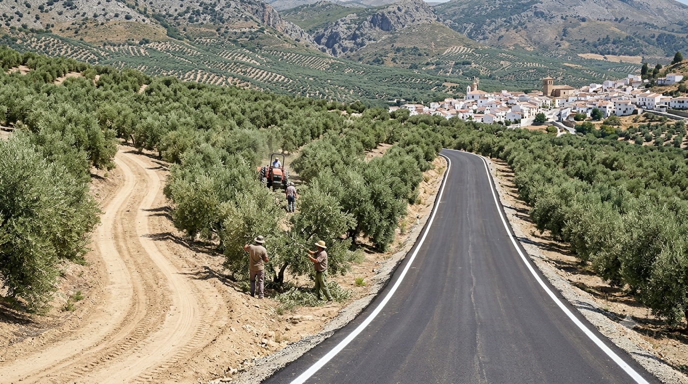 Infraestructuras y caminos rurales entre los olivares de Sierra Mágina