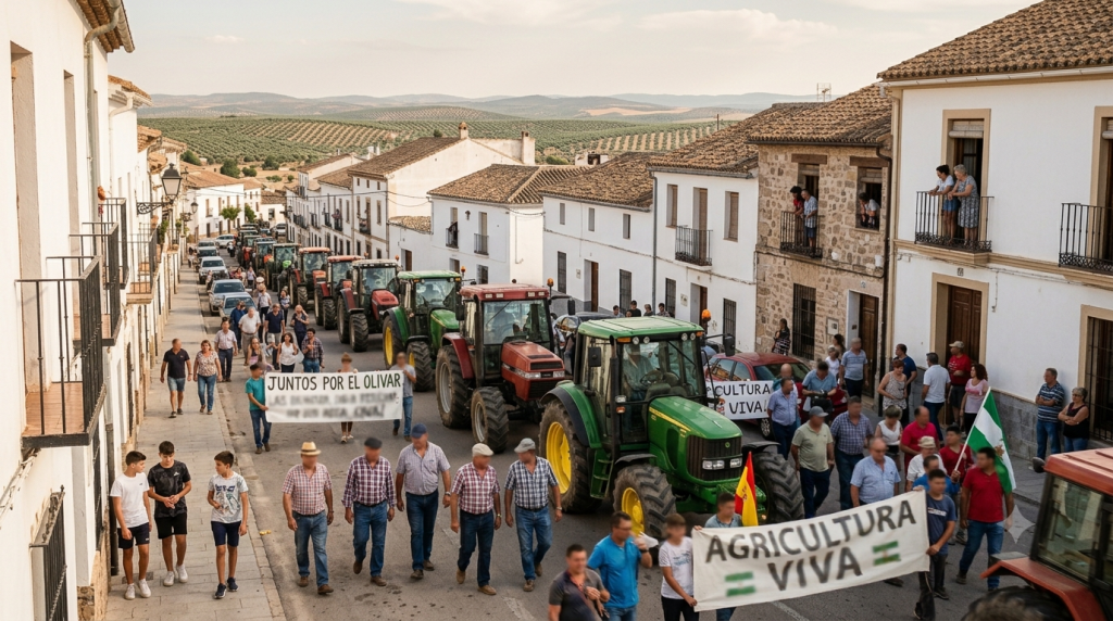 Tractorada en Lopera contra los proyectos de megaplantas solares