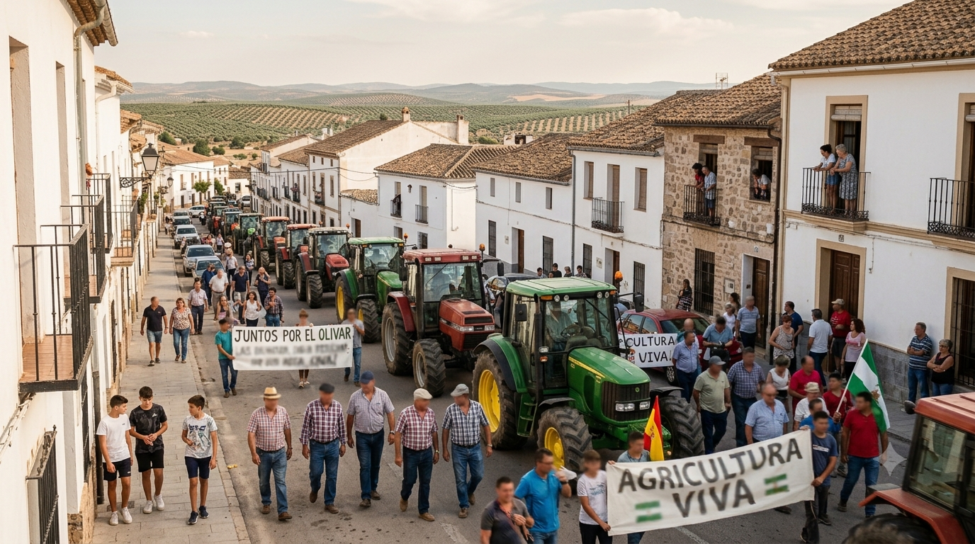 Tractorada en Lopera contra los proyectos de megaplantas solares