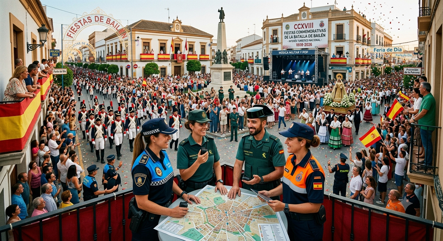 Bailén refuerza la seguridad para garantizar unas Fiestas Conmemorativas sin incidentes Dispositivo especial de seguridad para las Fiestas Conmemorativas de Bailén 2026.