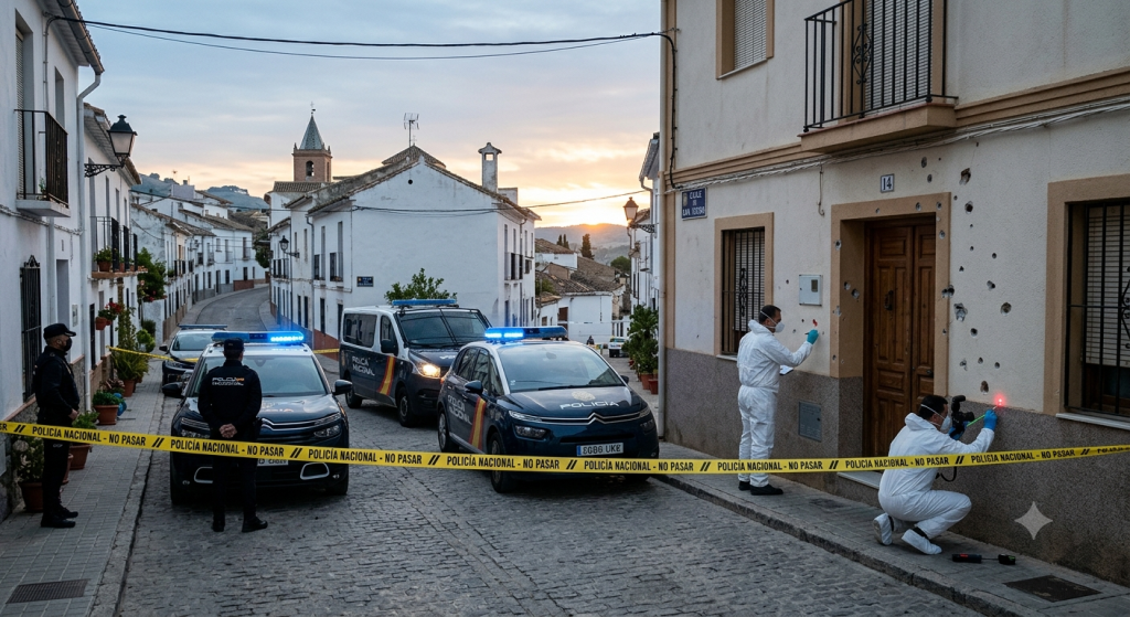 Policía Nacional investiga un tiroteo en una vivienda del barrio de El Ejido de Belén de Jaén.