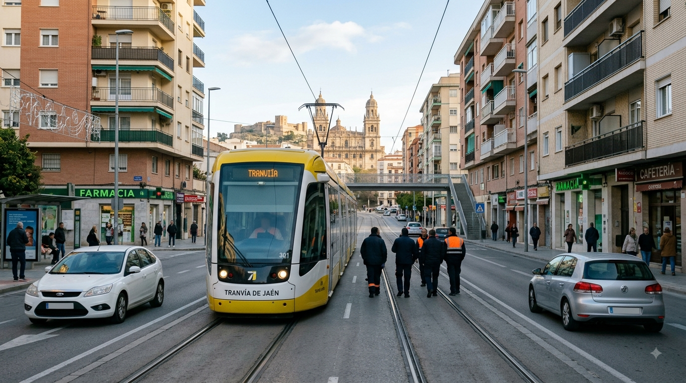 El tranvía de Jaén da otro paso decisivo: los futuros conductores ya se ponen a los mandos el tranvía de jaén circula durante la formación práctica de sus conductores