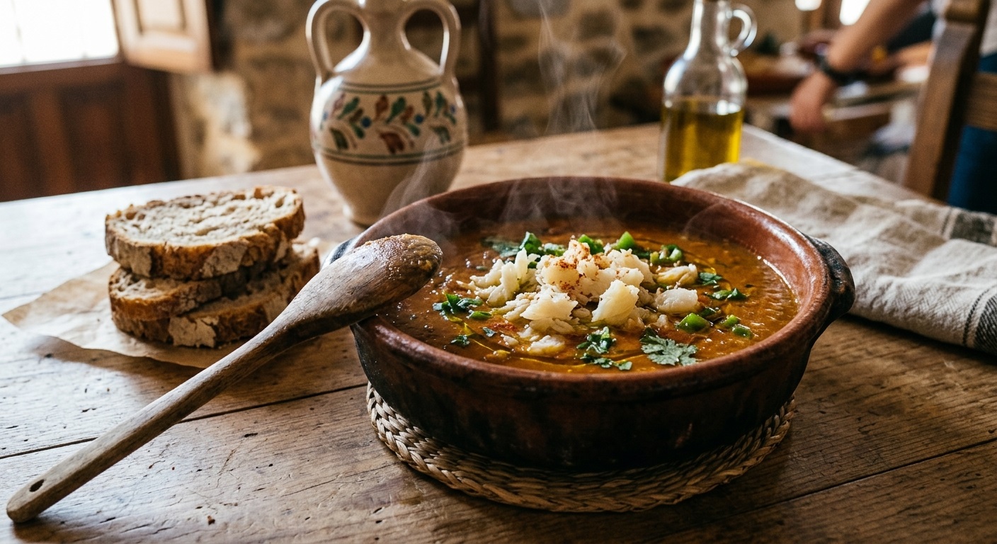 gazpacho caliente tradicional jiennense de pan y aceite de oliva.