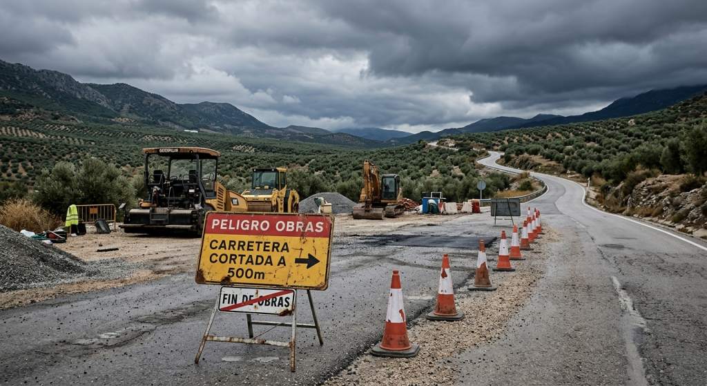 Jaén vuelve a desplomarse en la cola de la inversión en obra pública tras perder más de la mitad del presupuesto maquinaria de obra pública paralisada.jpg