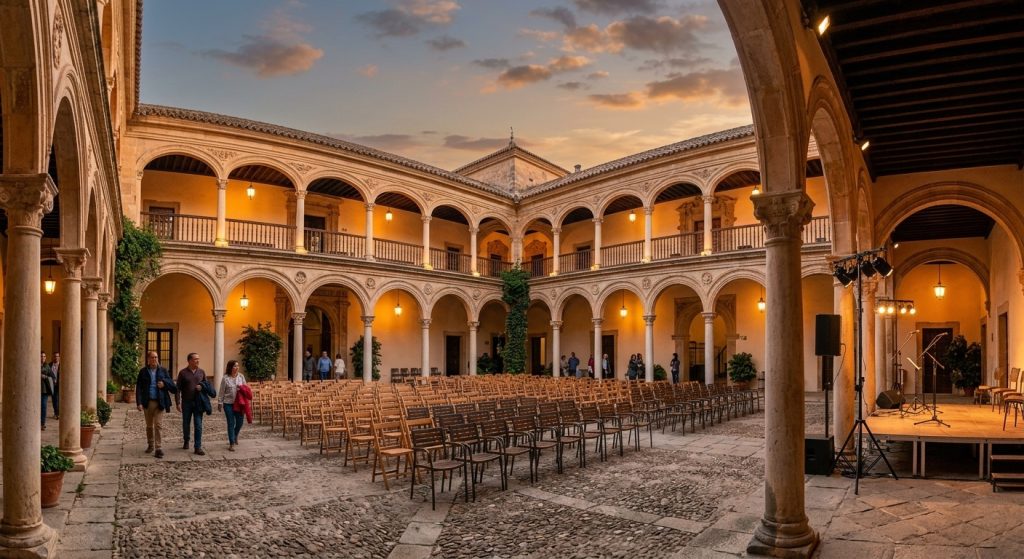 Venta de entradas para el festejo taurino de la Feria de Andújar 2026 patio del palacio de niños de don gome en andújar preparado para las actividades culturales de otoño.jpg.