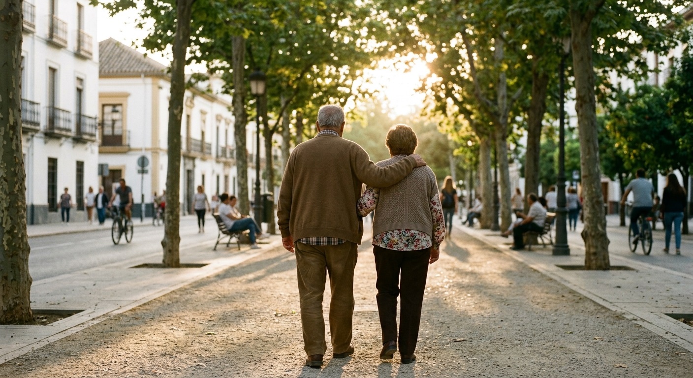 personas mayores paseando por la ciudad reflejando la situación de los pensionistas en la provincia de jaén.