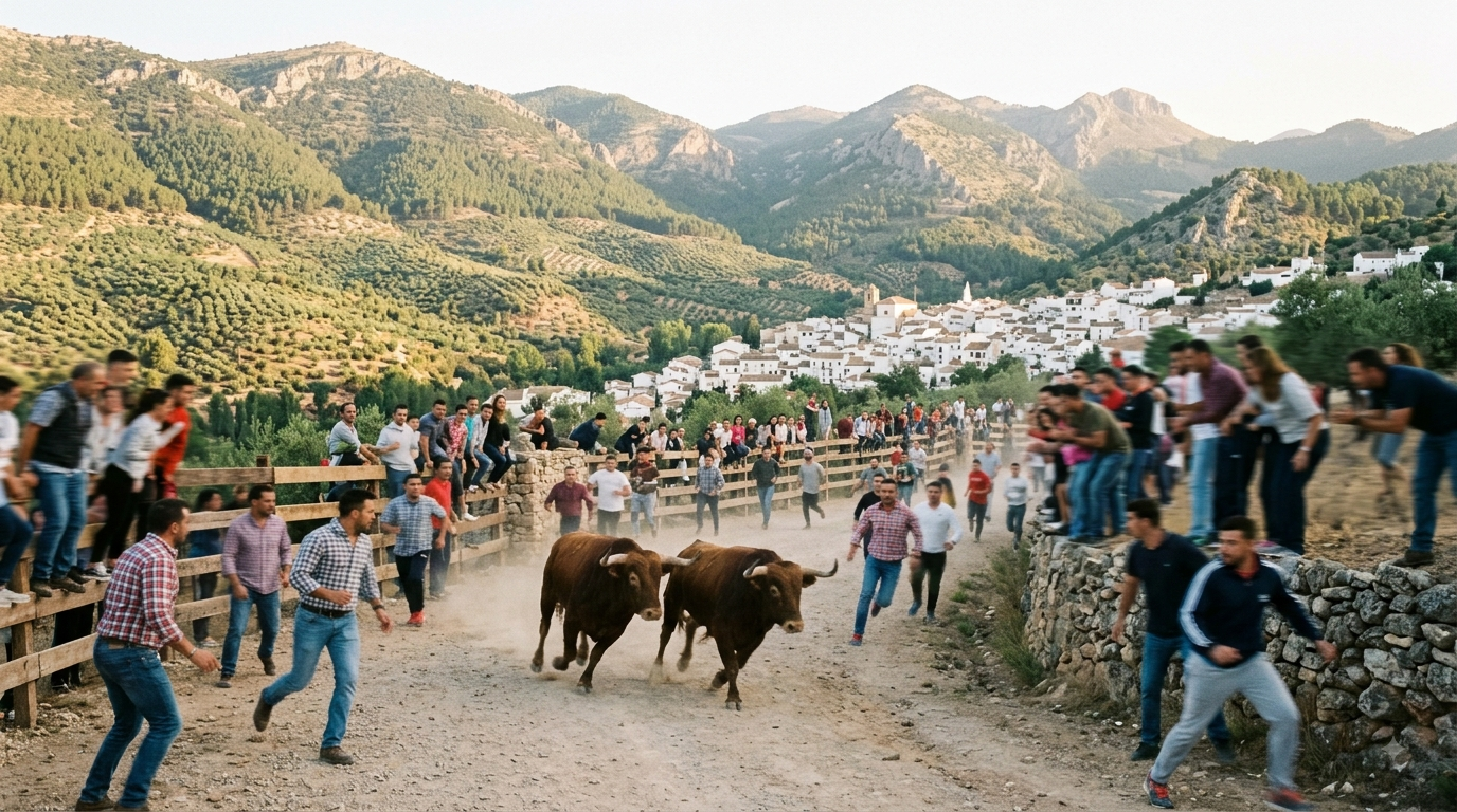 tradicional encierro desde el cortijo del aguadero hasta orcera