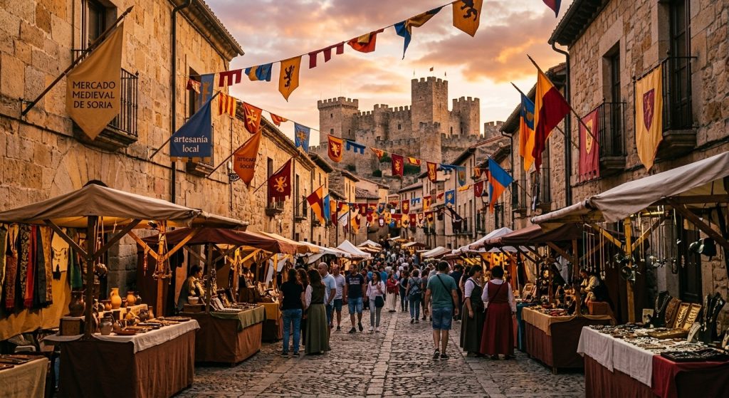 calle engalanada para el mercado medieval de arjonilla.