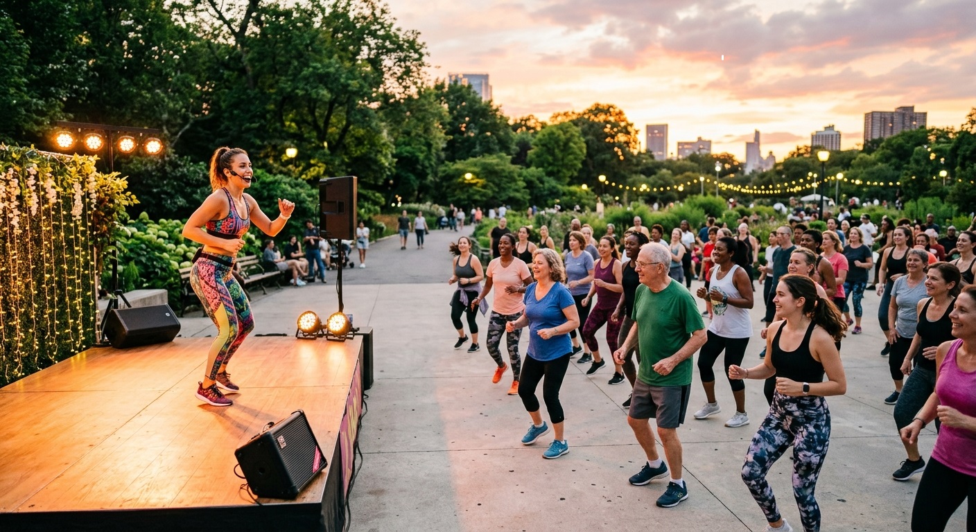clase de zumba al aire libre