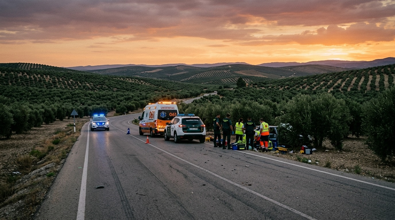 servicios de emergencia en la carretera entre Úbeda y santa eulalia