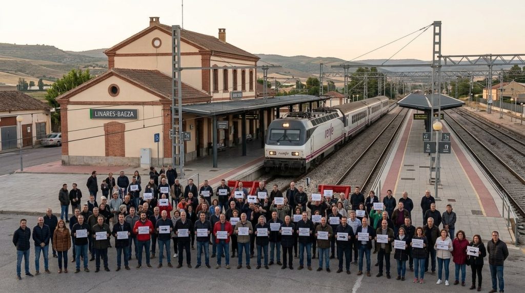 Jaén vuelve a reclamar trenes: Linares-Baeza acogerá el sábado una movilización por el futuro ferroviario de la provincia movilización en la estación linares baeza